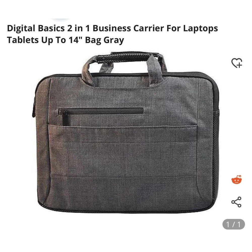 2 In 1 Business Carrier Bag For Laptops/tablets Up To 14" NIB Gray Work Perfect